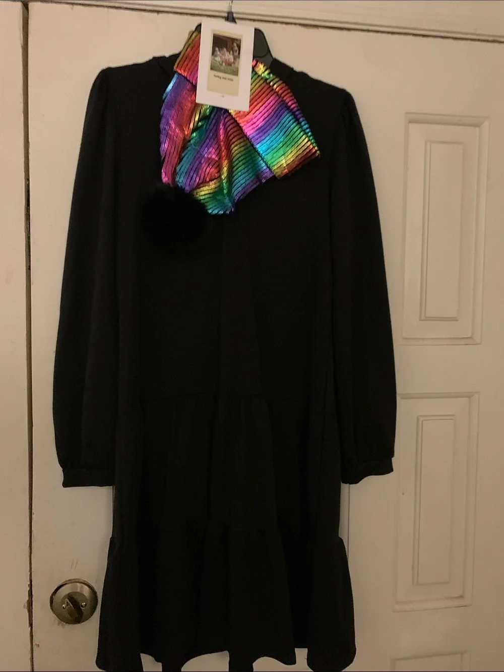 Kids Rainbow dress with Accessory - Black Dress Set